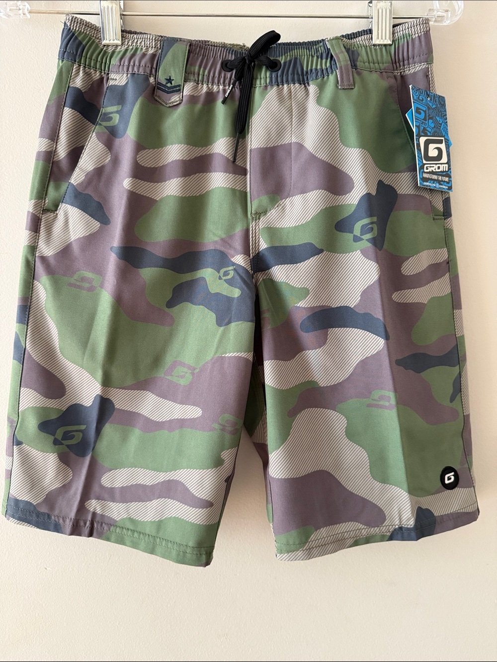 Boys' Camo Green Swim Trunks
